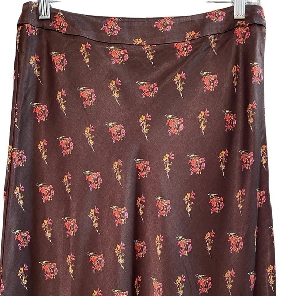 Something Navy Midi Slip Brown Floral Multicolored Skirt. Sz M - Picture 3 of 9